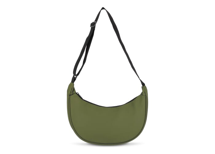 Sac bandoulière demi-lune promotionnel rPET 600D enduit PU Vert olive